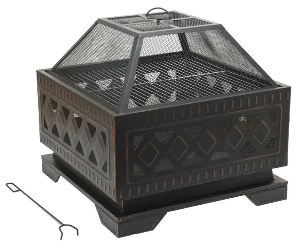 Ohniště SQUARE copper patina s poklopem CT13009