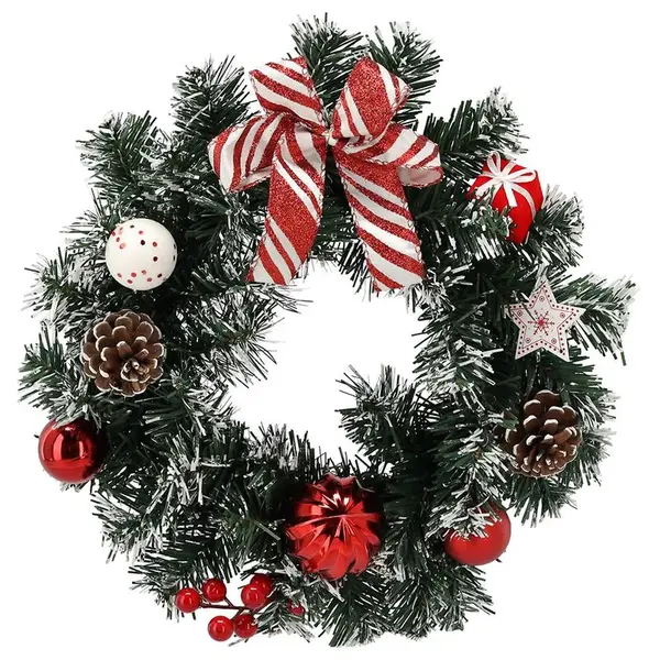 Vánoční věnec 30 cm bílo-červený