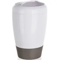 Kelímek na zub. kartáčky ovál bílo-šedý