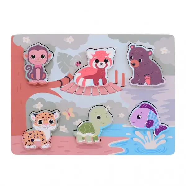 Jouéco the Wildies Family dřevěné puzzle Feel & Touch