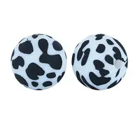 Round with Cow Print Pattern Food Grade Silicone Beads