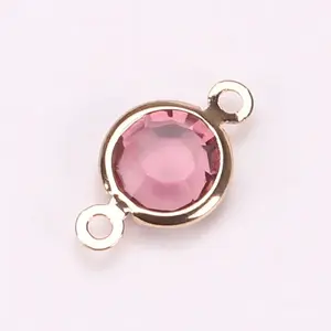 Brass Pave Glass Connector Charms