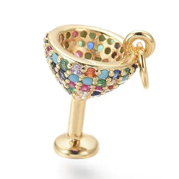 Brass Micro Pave Cubic Zirconia Charms