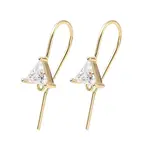 Brass Micro Pave Clear Cubic Zirconia Triangle Earring Hooks