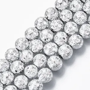 Electroplated Natural Lava Rock Beads Strands