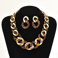 Alloy & CCB Plastic Curb Chain Necklace & Stud Dangle Earrings Sets