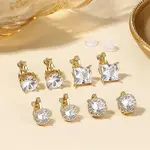 Brass Micro Pave Clear Cubic Zirconia Cuff Earrings