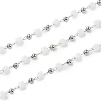 Cube Glass & 201 Stainless Steel Beaded Chains