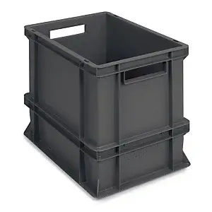 Euro přepravka ekonomická, 400x300x320 mm, 100% recyklovaná, šedá