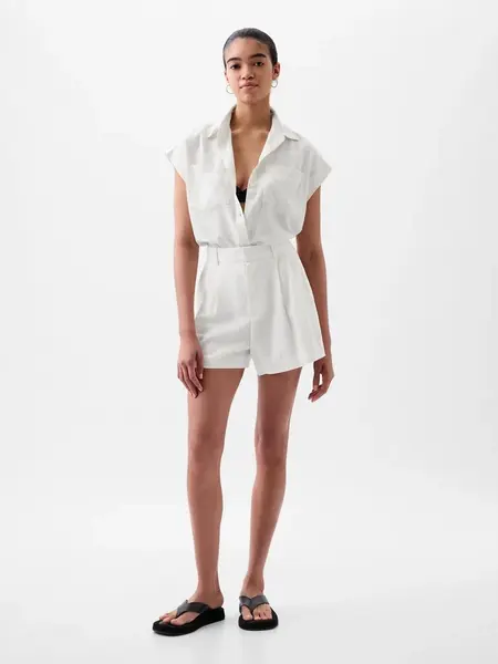 Krémové dámske ľanové kraťasy GAP