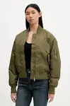 Bomber bunda Tommy Jeans zelená barva, přechodná, oversize, DW0DW22046