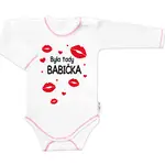 Baby Nellys Body dlouhý rukáv s vtipným textem, Byla tady babička, vel. 86