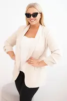Kesi Włoski Dámská blazer bez zapínání s podšívkou XL/2XL béžová