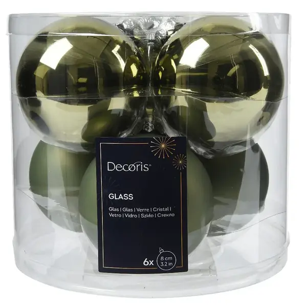 Vianočné sklenené gule 6 ks zelené Ø8 cm 9140656