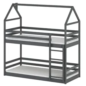 Poschodová posteľ Domček Axel 90x200 grafit