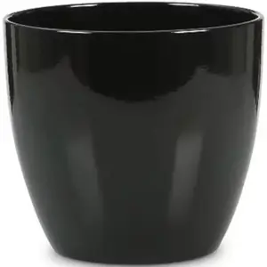 Keramický obal na kvetináč Scheurich 920, ø14cm, čierna lesklá