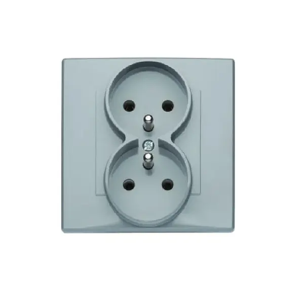 GP-2LZ Dvojitá zásuvka s uzemnením popolavý