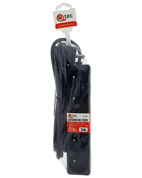 Predlžovací kábel Q-359f 5x z/u 3m čierny