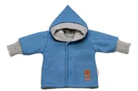 Baby Nellys Rostoucí oboustranný svetřík s kapucí Hand Made, modrá-šedá