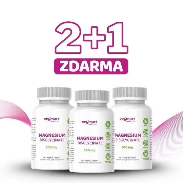 Vegmart Magnézium Bisglycinát 500 mg, 180 kapsúl (3-balenie)