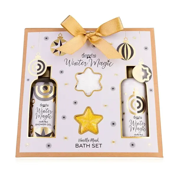 ACCENTRA Koupelový set Winter Magic s fizzery Dárkové balení 4 kusy