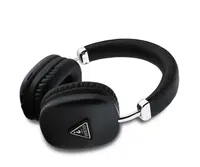 Bezdrátová sluchátka Guess Saffiano PU Leather Triangle Logo, černá