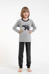 Chlapecké pyžamo Morten, dlouhý rukáv, dlouhé kalhoty - melange/tmavá melanž