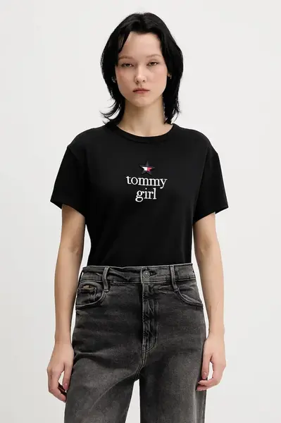 Tričko Tommy Jeans dámské, černá barva, DN0DN00094