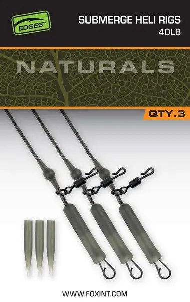 Fox montáž naturals submerged heli rigs leaders 75 cm 3 ks - 40 lb
