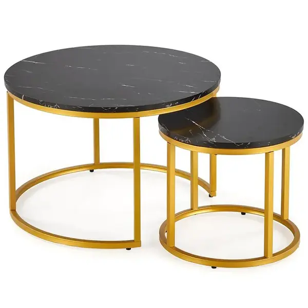 Konferenčný stolík Paola čierna mramor/zlatá