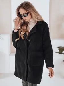 Dámsky zimný teddy kabát čierny