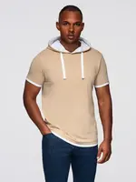 Ombre Men's hooded cotton t-shirt - beige