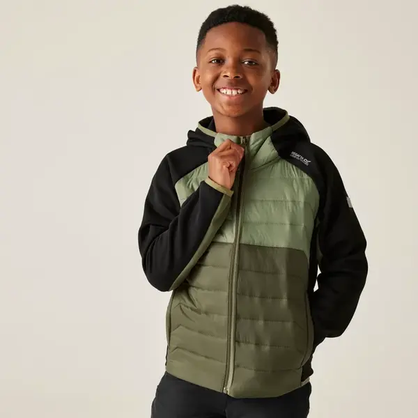Dětská hybridní bunda regatta kielder ix černá/zelená 134-140