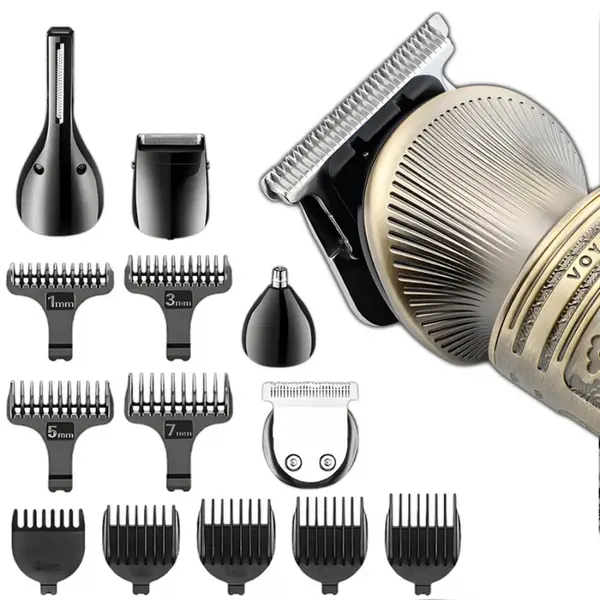 Zatrihávač vlasov a fúzov s displejom, Voyager 6v1, 14 nástavcov