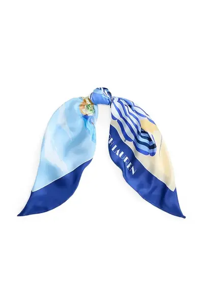 Hedvábný šátek Lauren Ralph Lauren dámský, tmavomodrá barva, 454P09790