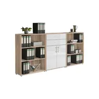 MID.YOU SKŘÍŇ NA ŠANONY, Sonoma dub, vysoce lesklá bílá, 253,2/113,6/33 cm