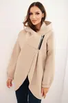Kesi Włoski Dámská mikina s kapucí a asymetrickým zipem béžová