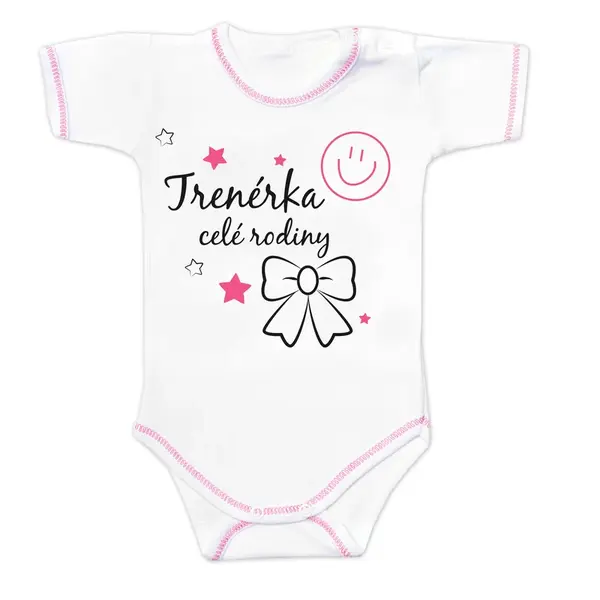 Baby Nellys Body krátký rukáv s vtipným textem  Trenérka celé rodiny