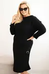 Kesi Włoski Dámské svetrkové šaty Plus Size s mohairovými oversized kapsami černá