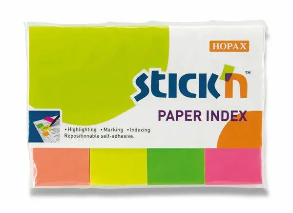 Samolepicí záložky Hopax Stick’n Index Notes - 50 x 20 mm, 4 × 50 listů