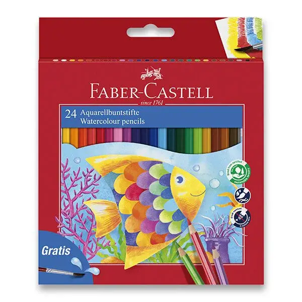 Akvarelové pastelky Faber-Castell - 24 barev + štětec