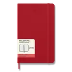 Diář Moleskine 2026 - tvrdé desky L, denní, červený