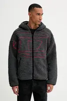 Fleecová mikina Diesel S-ZAT pánská, šedá barva, s kapucí, s aplikací, A18947.0KIBT