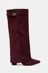 Kozačky Answear.LAB vínová barva, na podpatku