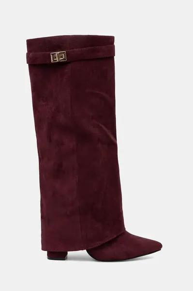 Kozačky Answear.LAB vínová barva, na podpatku