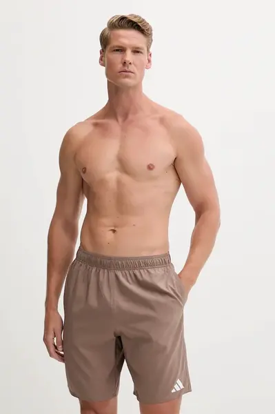 Plavkové šortky adidas Performance Essentials hnědá barva, JX8758