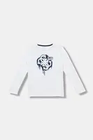 Dětské bavlněné tričko s dlouhým rukávem Guess bílá barva, s potiskem, L5BI01 I3Z14