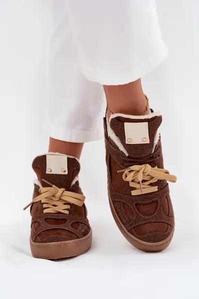 Boto Dámské tenisky na platformě s teplým kožíškem hnědé Solvia