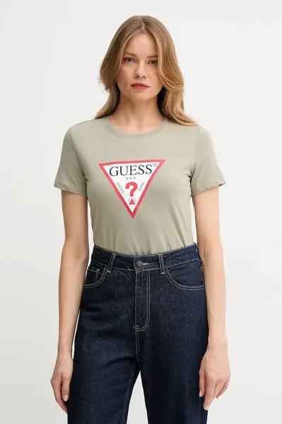 Bavlněné tričko Guess růžová barva