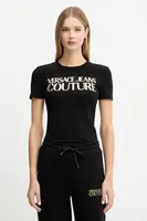 Tričko Versace Jeans Couture dámské, černá barva, 79HAHT02 CJ03T